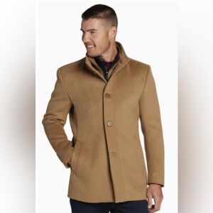 Joseph Abboud Camel Wool Blend Car Coat Mens Large Teed Signature Jacket